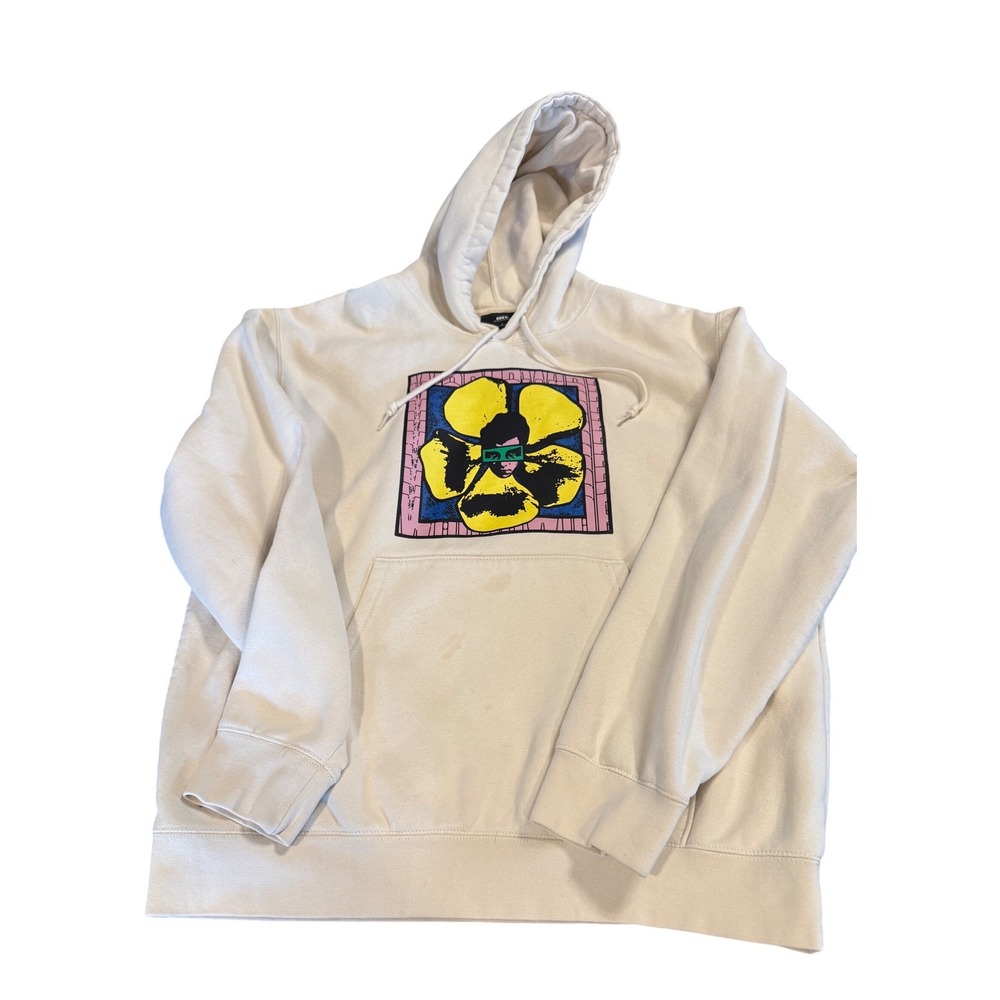 Obey We Make The Flowers Grow‎ Graphic Hoodie Mens Large Cream Streetwear